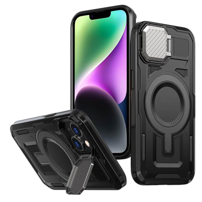 Husa iPhone 14 protectie camera Techsuit CamVault MagSafe, negru