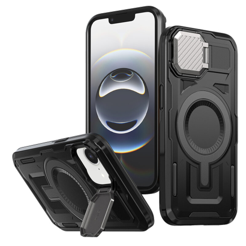 Husa iPhone 16e protectie camera Techsuit CamVault MagSafe, negru