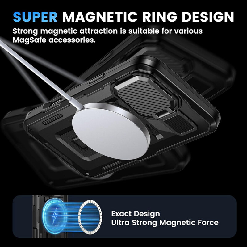 Husa iPhone 16e protectie camera Techsuit CamVault MagSafe, negru