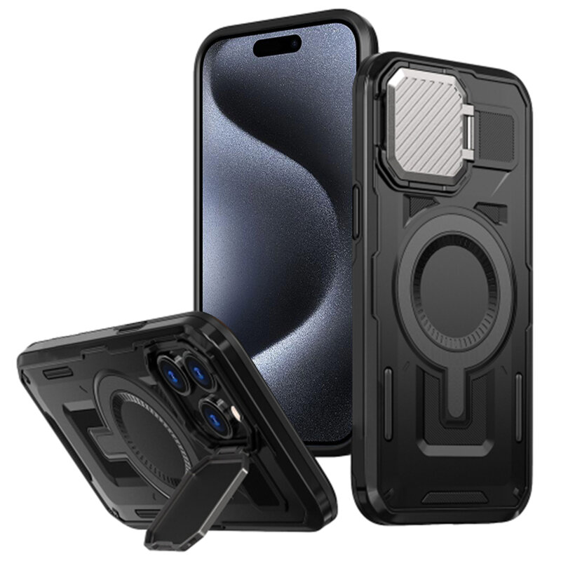 Husa iPhone 15 Pro protectie camera Techsuit CamVault MagSafe, negru