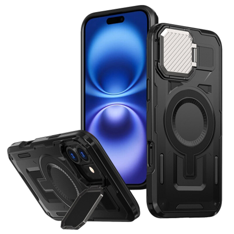 Husa iPhone 16 protectie camera Techsuit CamVault MagSafe, negru