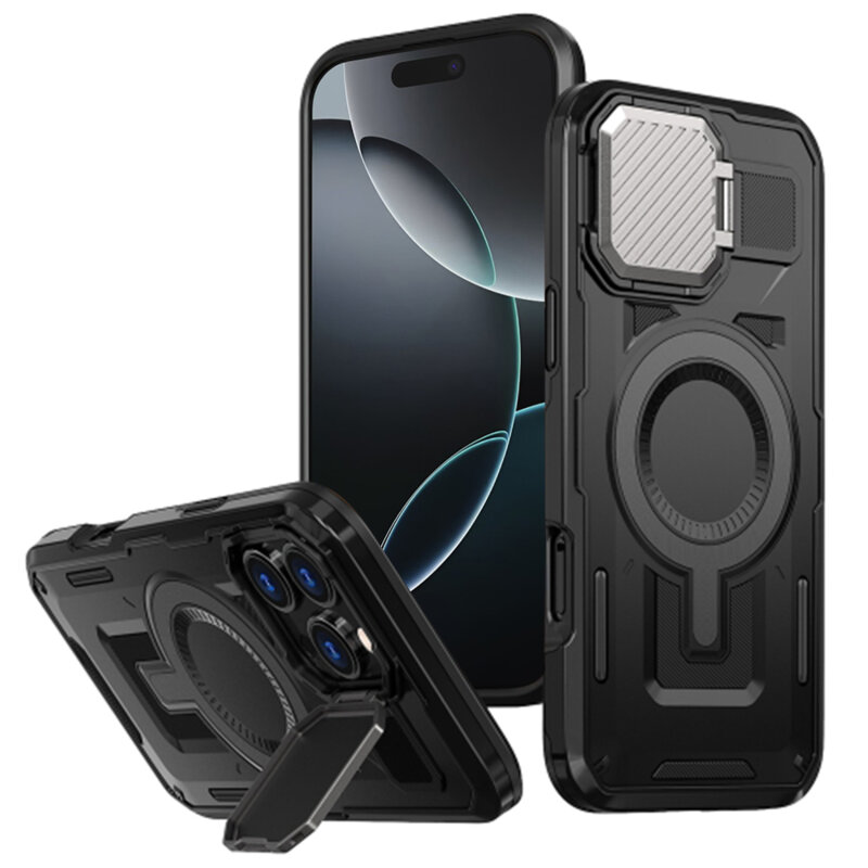 Husa iPhone 16 Pro protectie camera Techsuit CamVault MagSafe, negru