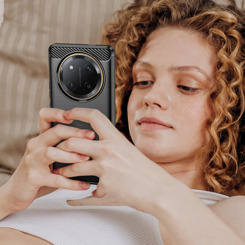 Husa Honor Magic7 Lite Techsuit Carbon Silicone, negru