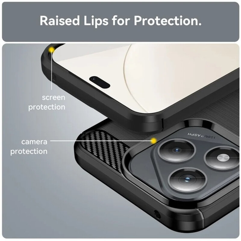 Husa Honor 400 Lite Techsuit Carbon Silicone, negru