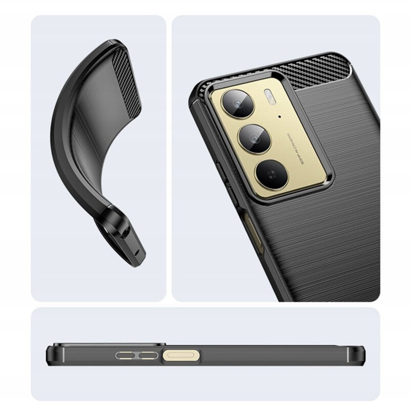 Husa Realme C75 Techsuit Carbon Silicone, negru
