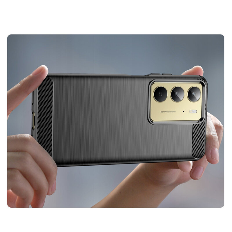 Husa Realme 14x Techsuit Carbon Silicone, negru