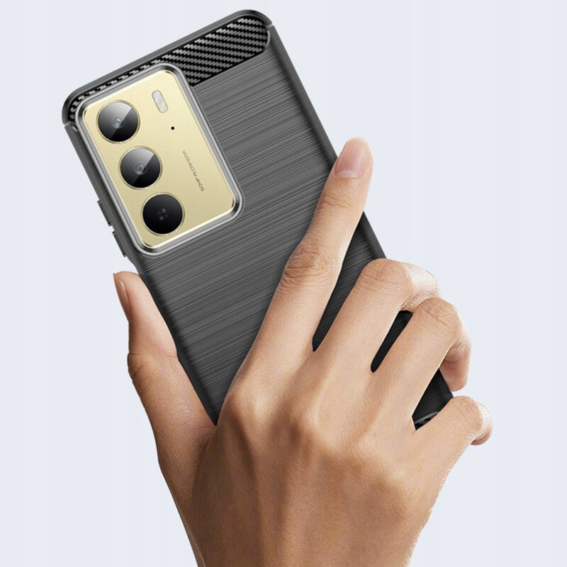 Husa Realme 14x Techsuit Carbon Silicone, negru