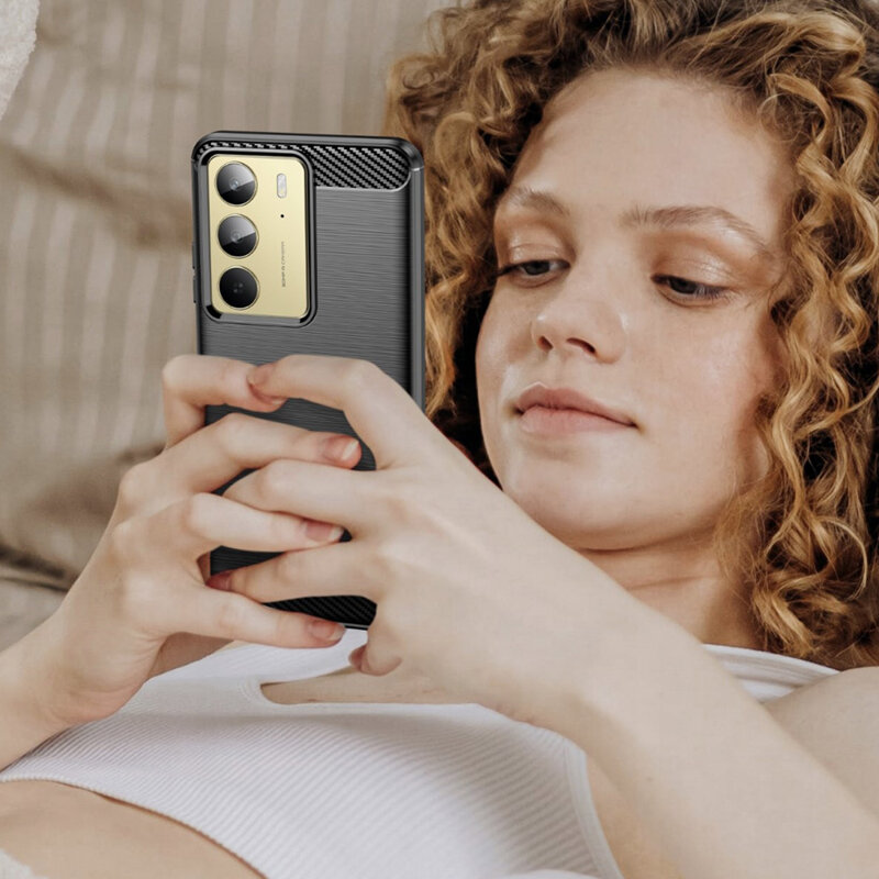 Husa Realme 14x Techsuit Carbon Silicone, negru