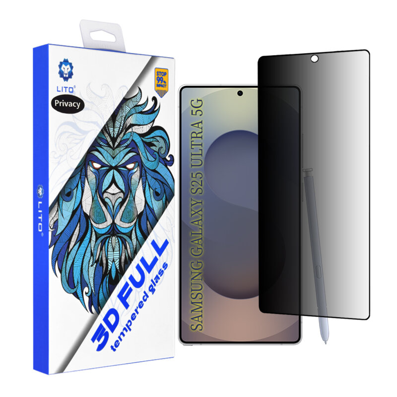 Folie sticla Samsung Galaxy S25 Ultra Lito 3D Full Cover, privacy