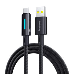 Cablu Fast Charge USB la Type-C 100W Baseus Lit, 2m, negru