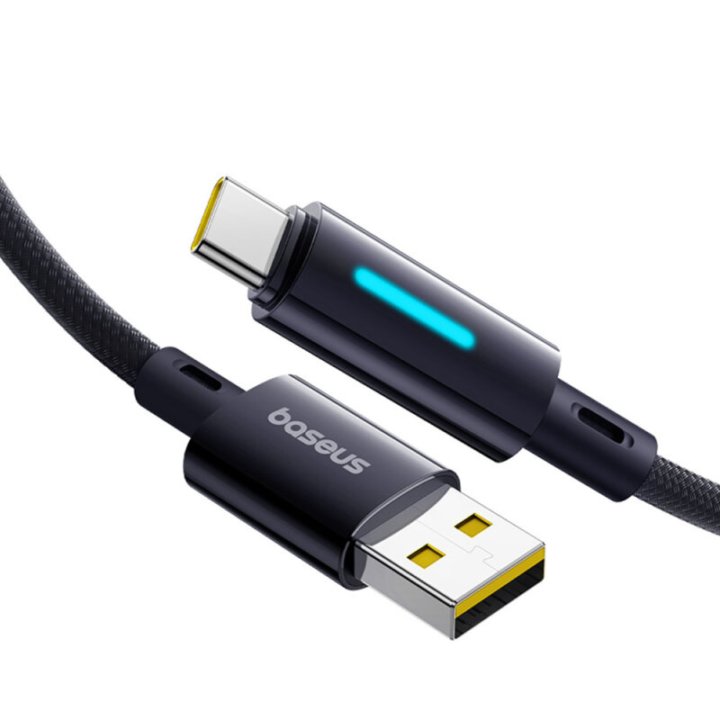 Cablu Fast Charge USB la Type-C 100W Baseus Lit, 2m, negru