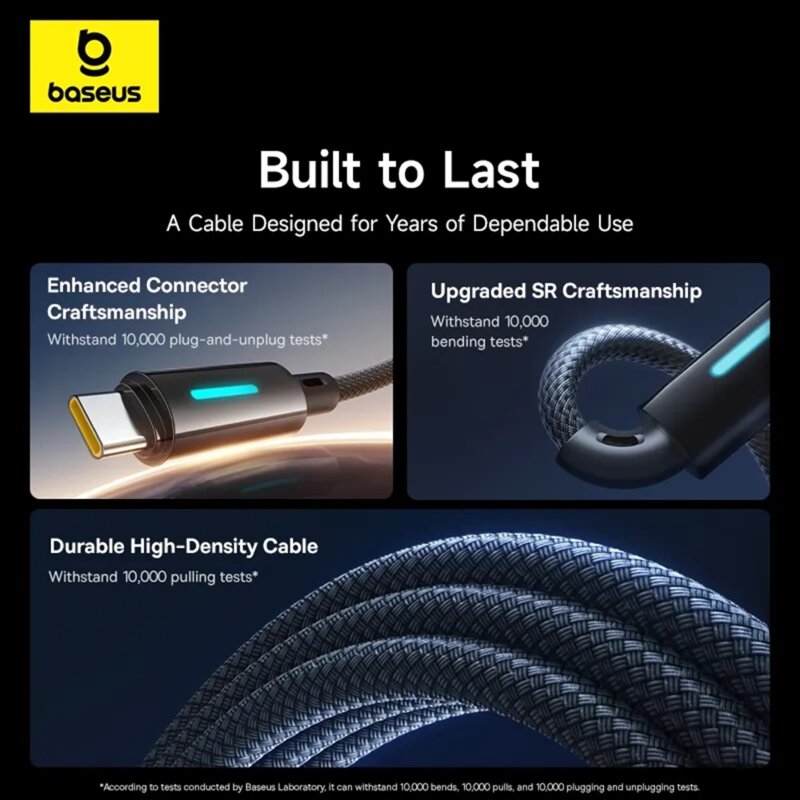 Cablu Fast Charge laptop 100W Baseus Lit, 2m, negru, P10379000121-01