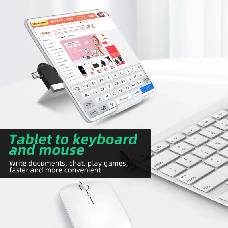 Adaptor OTG 3in1, USB la Micro-USB + Type-C Techsuit A16, negru