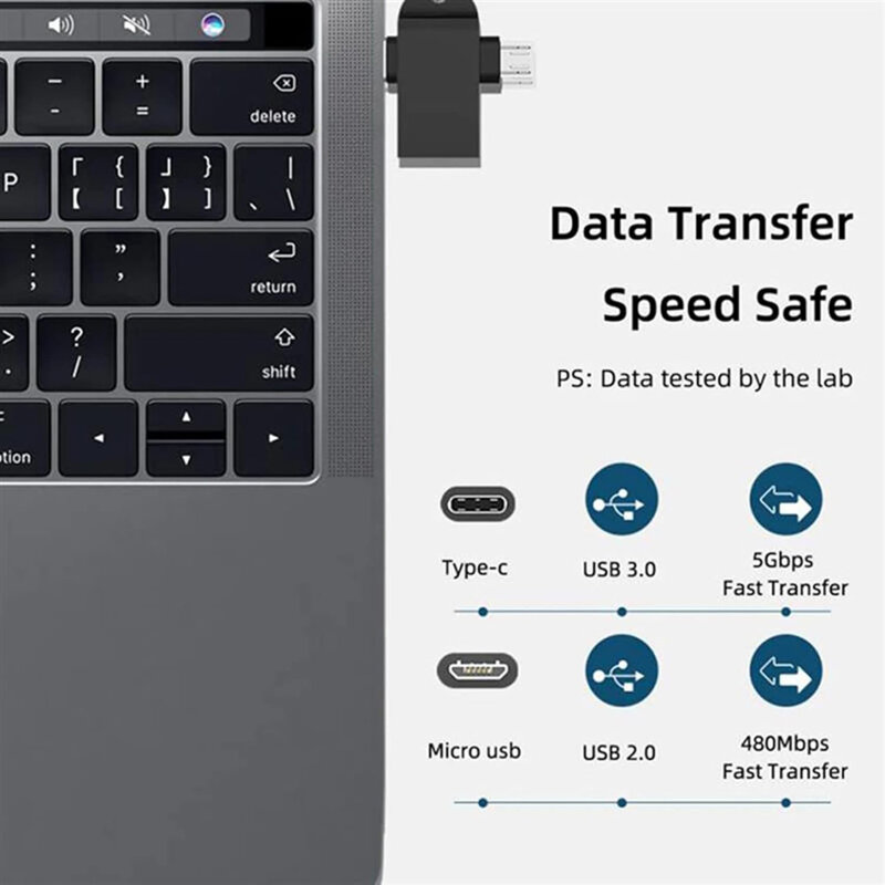 Adaptor OTG 3in1, USB la Micro-USB + Type-C Techsuit A15, negru