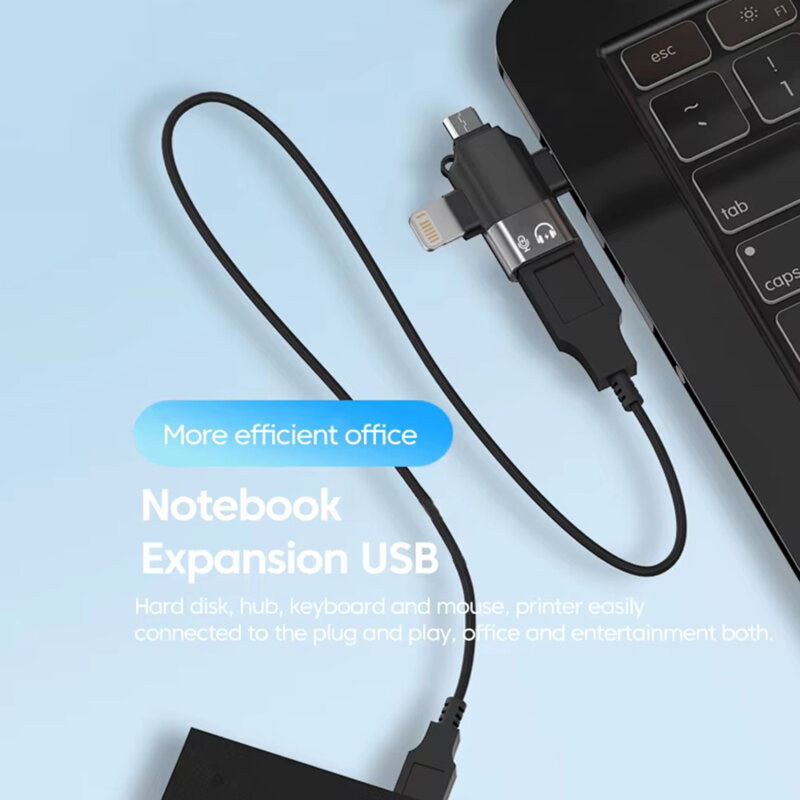 Adaptor OTG premium 4in1 Techsuit SoundVoltX A17, negru