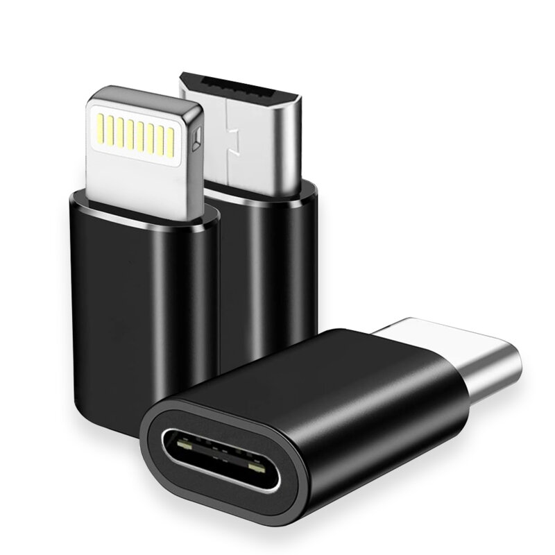 [Pachet 3x] Set Adaptor OTG premium Techsuit TriFlashX A19, negru