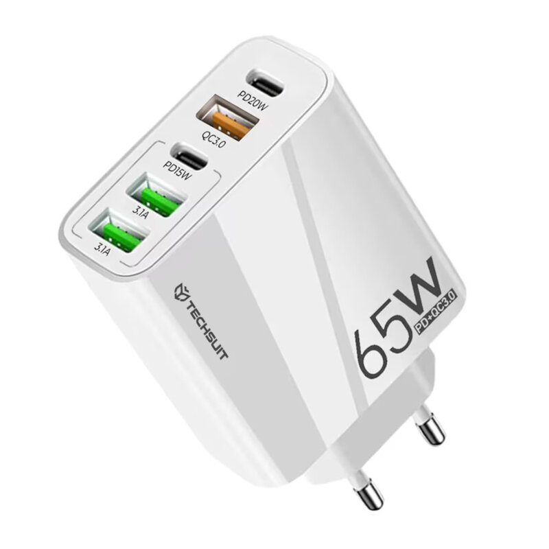 Incarcator retea USB Quick Charge 65W Techsuit, alb, CHC2