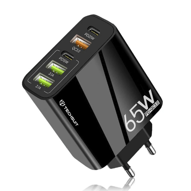 Incarcator retea USB Quick Charge 65W Techsuit, negru, CHC2