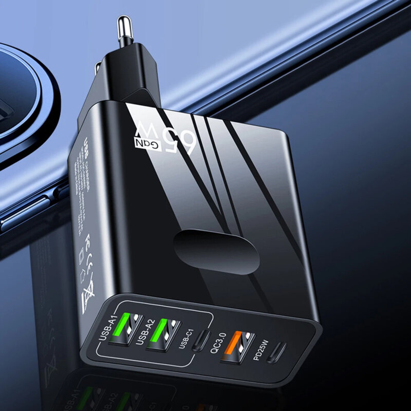 Incarcator priza GaN Fast Charge 65W Techsuit, negru, CHC1