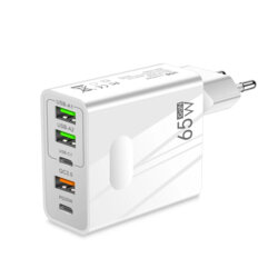 Incarcator priza GaN Fast Charge 65W Techsuit, alb, CHC1