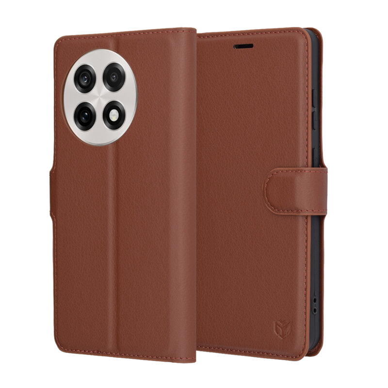 Husa OnePlus 13R Techsuit Leather Folio, maro