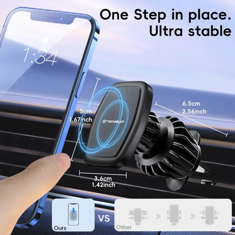 Suport telefon auto grila ventilatie Techsuit AirFix S2, negru