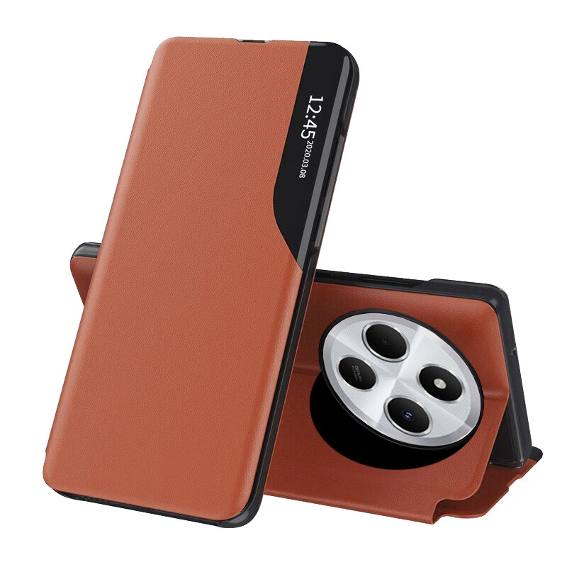 Husa Xiaomi Redmi 14C Eco Leather View flip tip carte, portocaliu