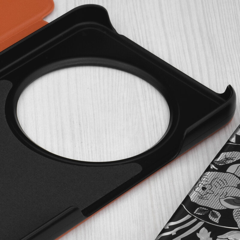 Husa Xiaomi Redmi 14C Eco Leather View flip tip carte, portocaliu