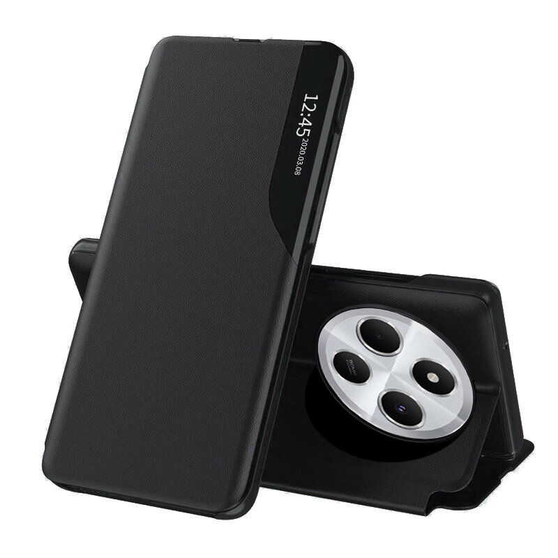 Husa Xiaomi Redmi 14C Eco Leather View flip tip carte, negru