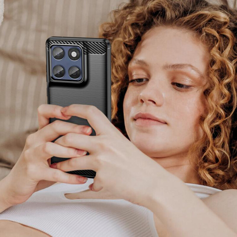 Husa Motorola Edge 60 Techsuit Carbon Silicone, albastru