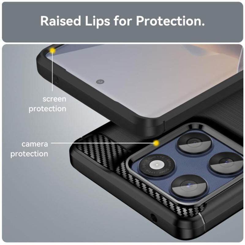 Husa Motorola Edge 60 Techsuit Carbon Silicone, negru