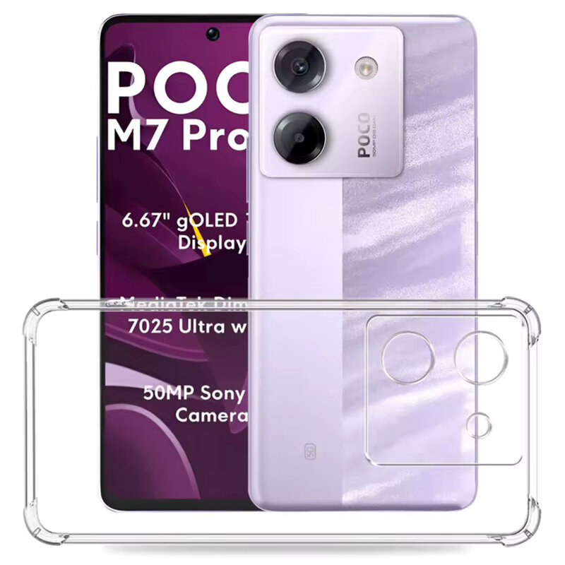Husa Xiaomi Poco M7 Pro 5G Techsuit Shockproof Clear Silicone, transparenta