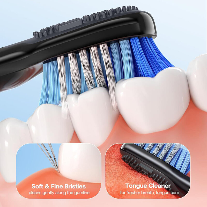 Periuta de dinti electrica sonica cu 8 capete Bitvae D2, negru