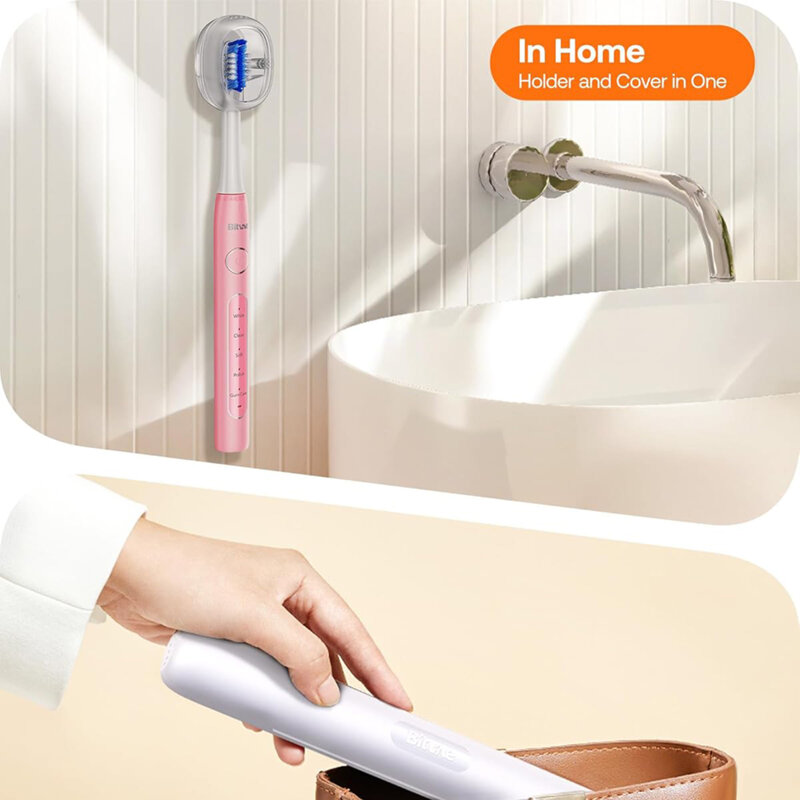 Periuta de dinti electrica sonica cu 8 capete Bitvae D2, roz