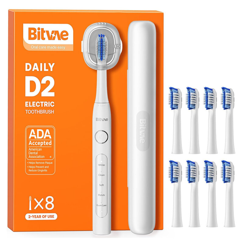 Periuta de dinti electrica sonica cu 8 capete Bitvae D2, alb
