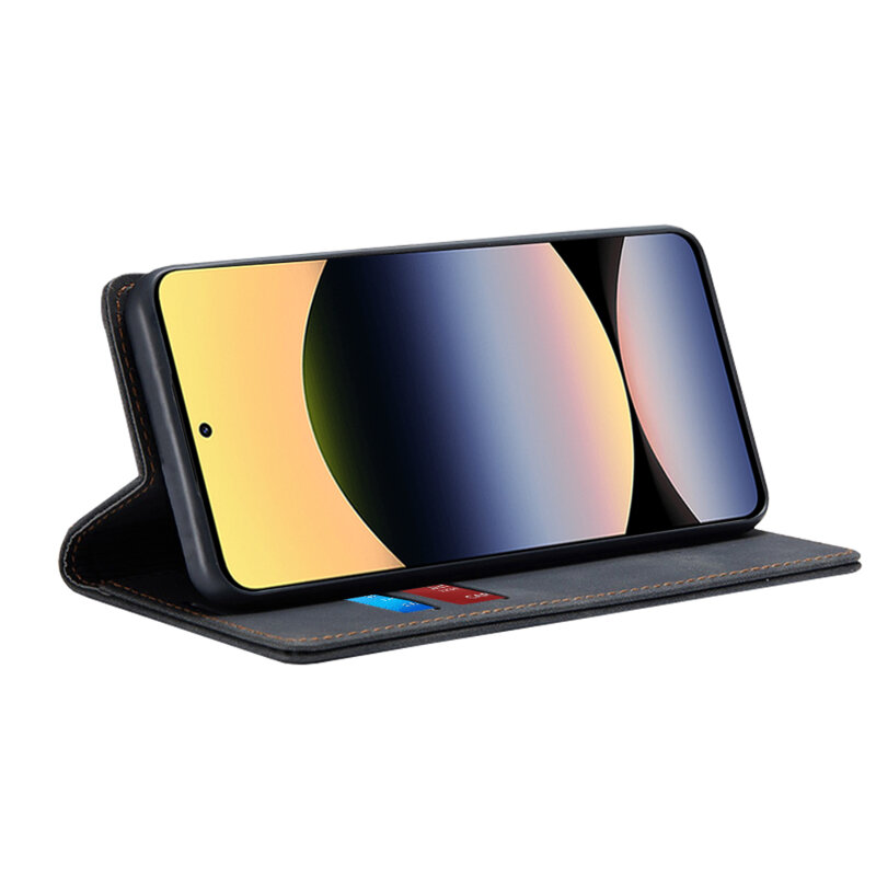 Husa piele Xiaomi Redmi Note 14 4G (Regional) Techsuit Confy Cover, negru