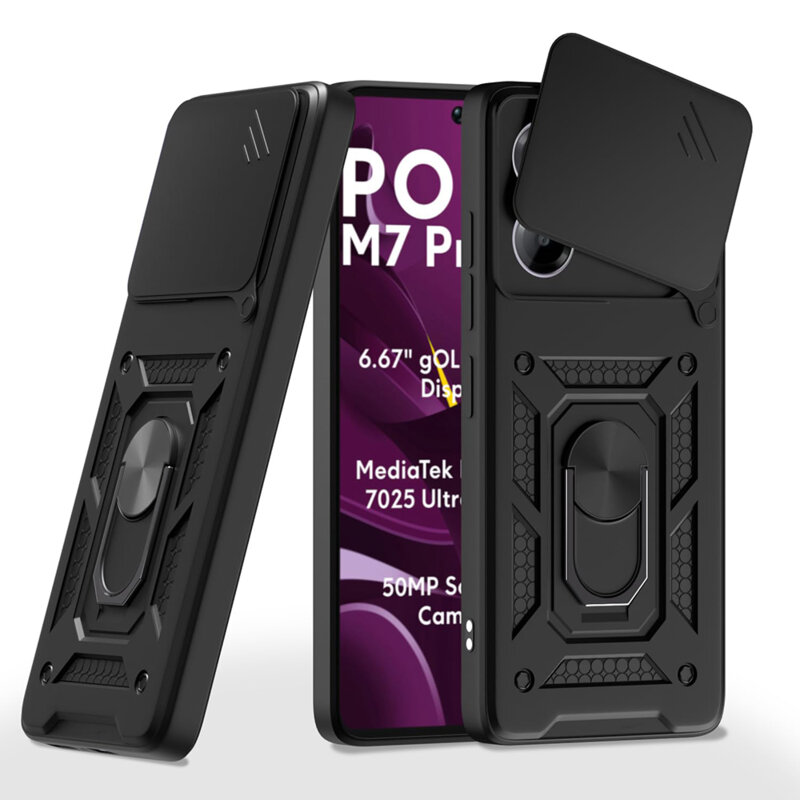 Husa Xiaomi Poco M7 Pro 5G protectie camera Techsuit CamShield Series, negru