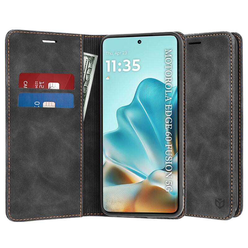 Husa piele Motorola Edge 60 Fusion Techsuit Confy Cover, negru