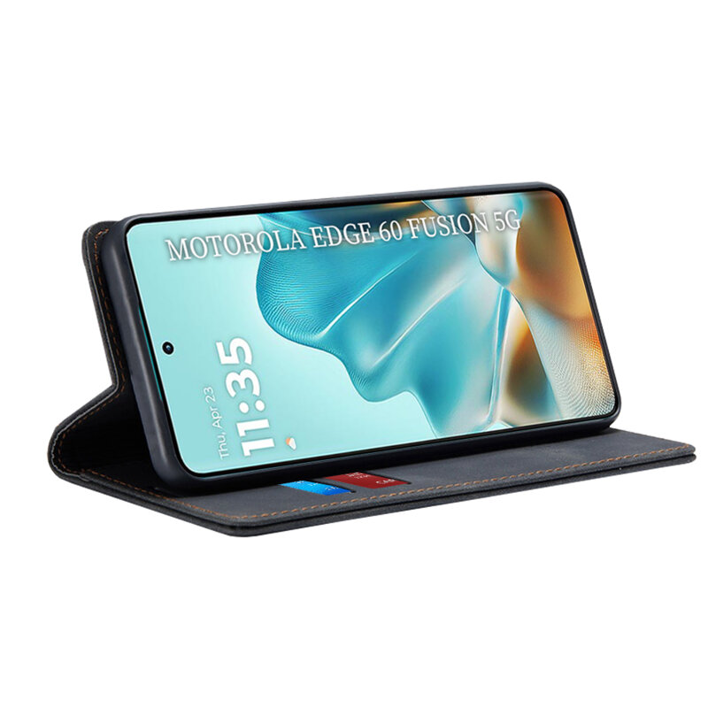 Husa piele Motorola Edge 60 Fusion Techsuit Confy Cover, negru