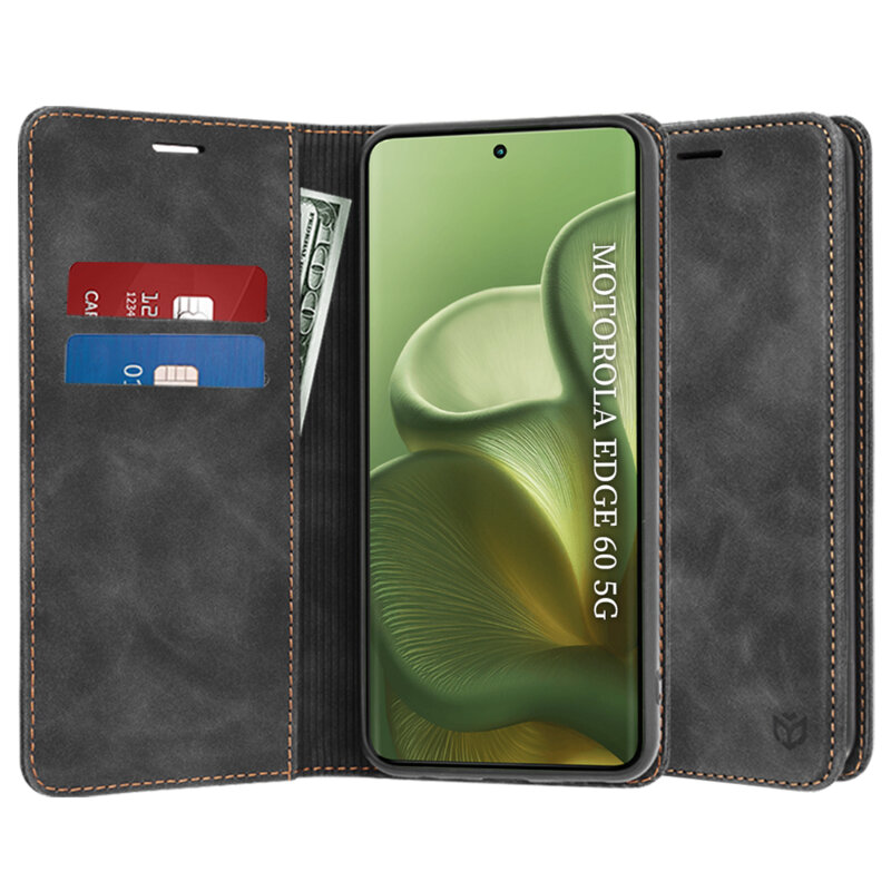 Husa piele Motorola Edge 60 Techsuit Confy Cover, negru