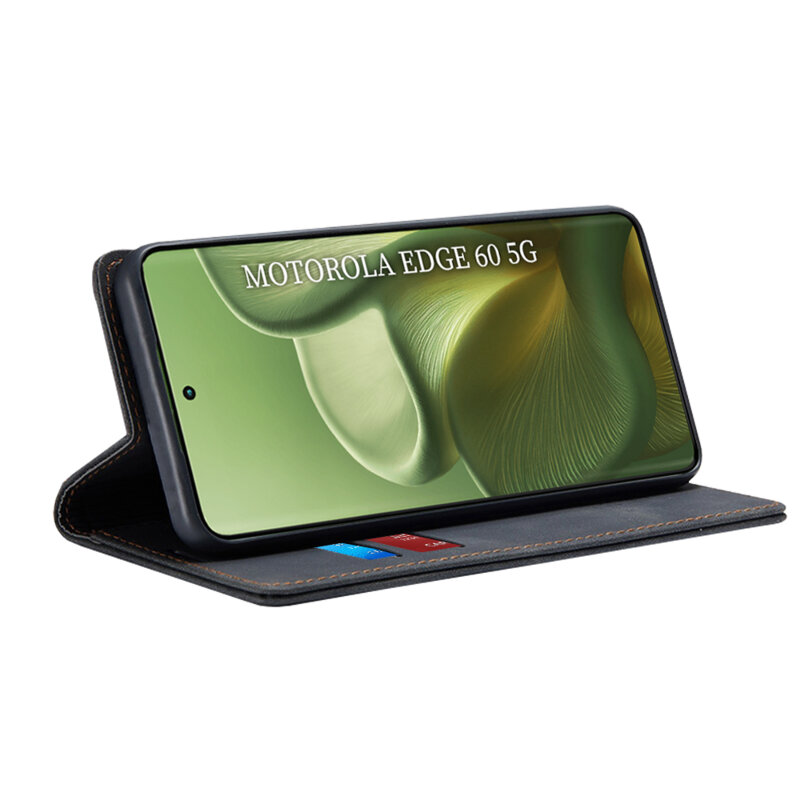 Husa piele Motorola Edge 60 Techsuit Confy Cover, negru