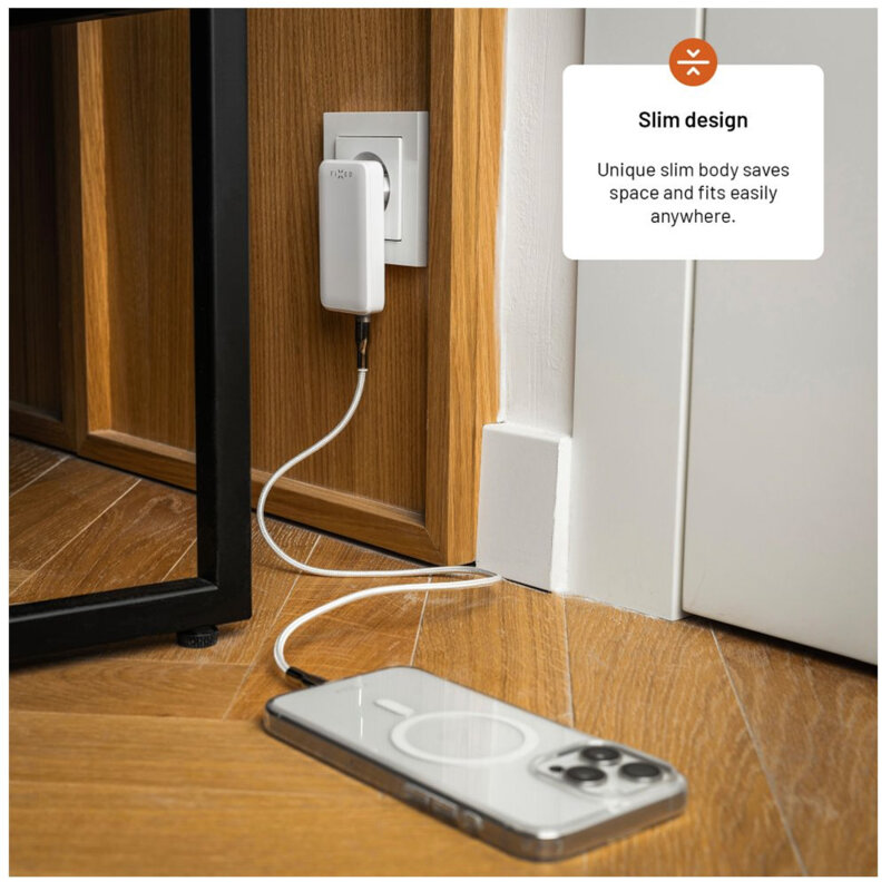 Incarcator GaN PD3.0 Type-C Fixed, slim, 45W, FIXCG45S-2CD-WH