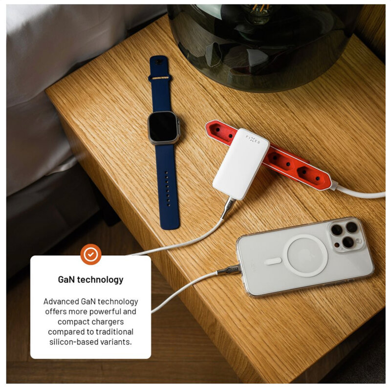 Incarcator GaN PD3.0 Type-C Fixed, slim, 45W, FIXCG45S-2CD-WH