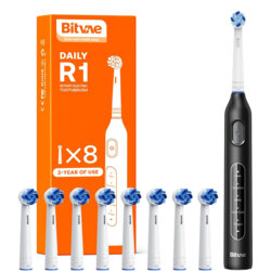 Periuta de dinti electrica soft cu 8 capete, 5 moduri Bitvae R1, negru