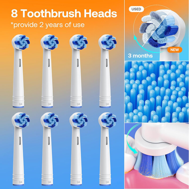 Periuta de dinti electrica soft cu 8 capete, 5 moduri Bitvae R1, negru