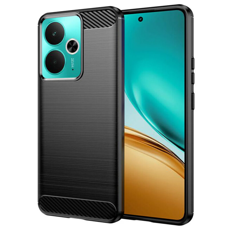 Husa Realme 14T Techsuit Carbon Silicone, negru