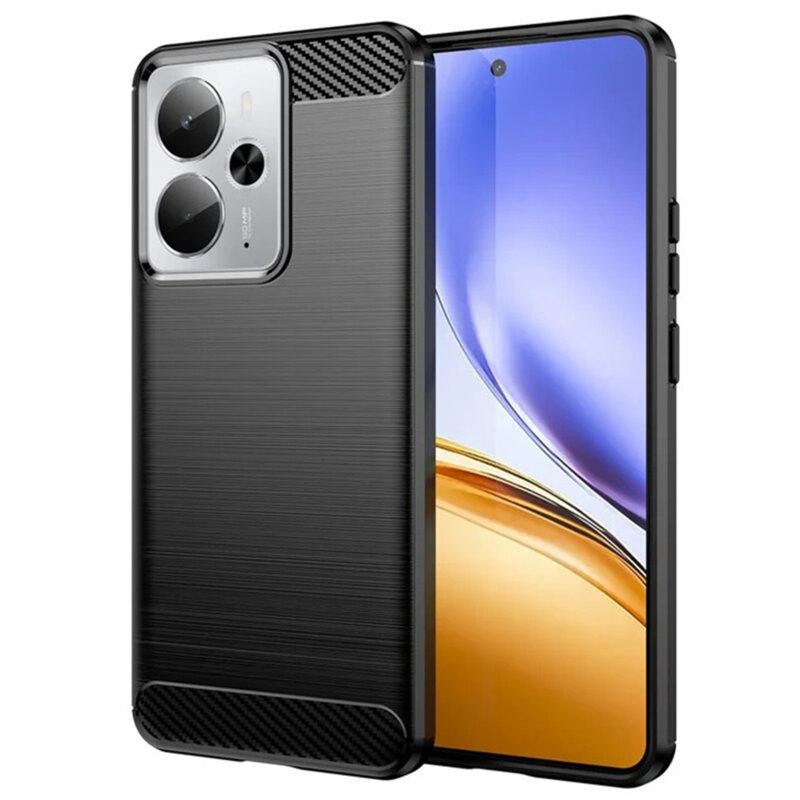 Husa Realme 14 Techsuit Carbon Silicone, negru