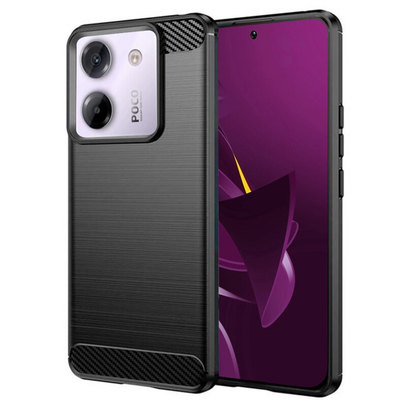 Husa Xiaomi Poco M7 Pro 5G Techsuit Carbon Silicone, negru