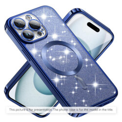 Husa premium iPhone 17 Pro Techsuit Luxury Glitter MagSafe, albastru