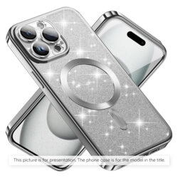 Husa premium iPhone 17 Pro Techsuit Luxury Glitter MagSafe, argintiu
